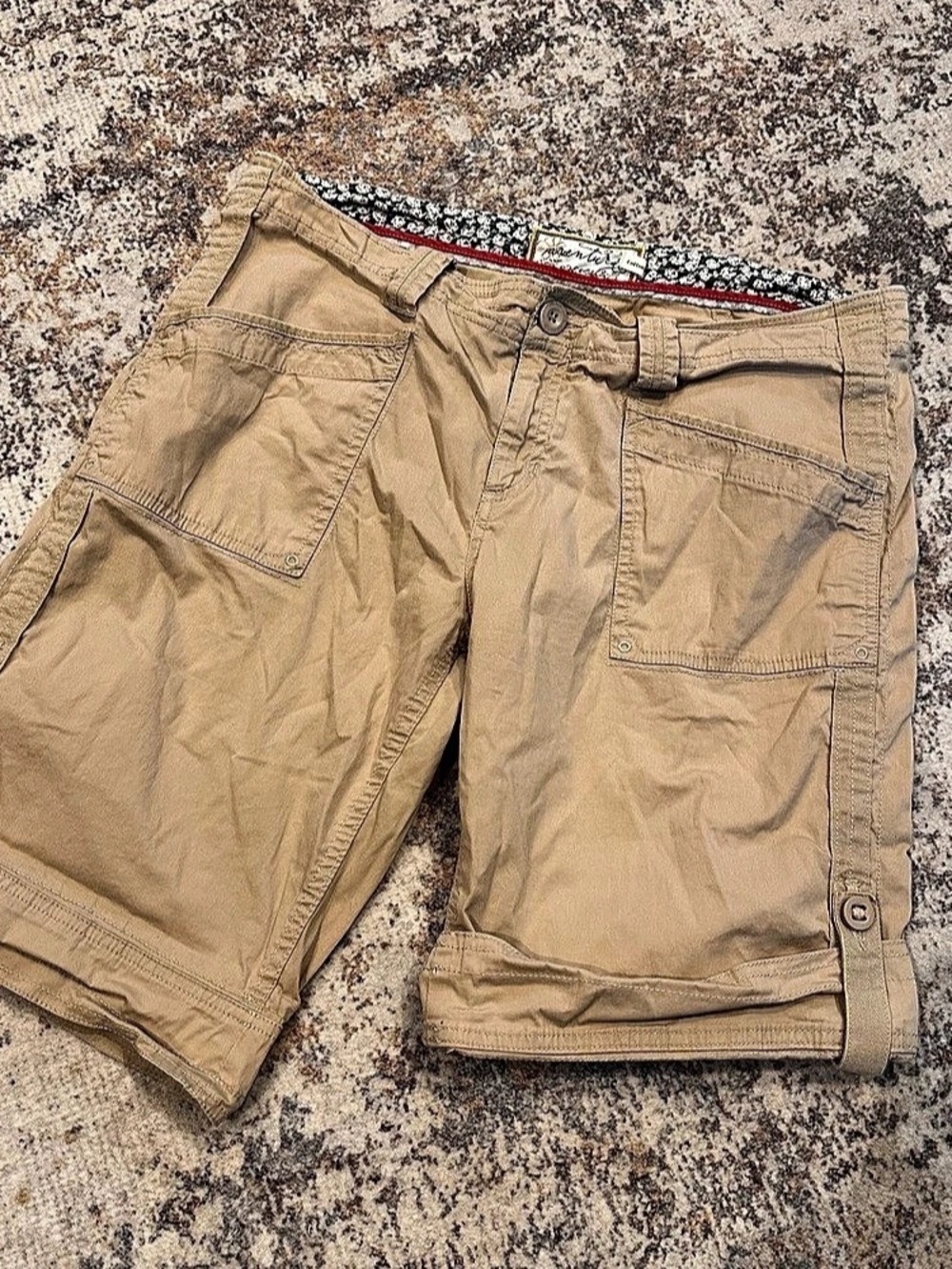 EUC Aventura Organic Cotton Convertible Cargo Bermuda Shorts Khaki Size 12